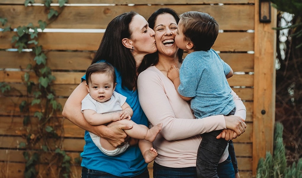 Family group hug